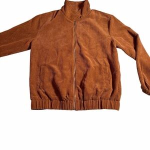 Vintage Style Brown Corduroy Bomber Jacket | Women’s Small/Med | Cozy Fall Layer